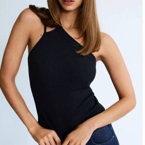 Black One-Shoulder Top Maeve Size large